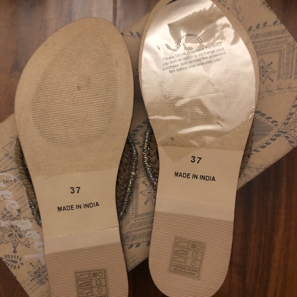 Free People Leather Braided Embellished Flip Flops - Picture 3 of 3